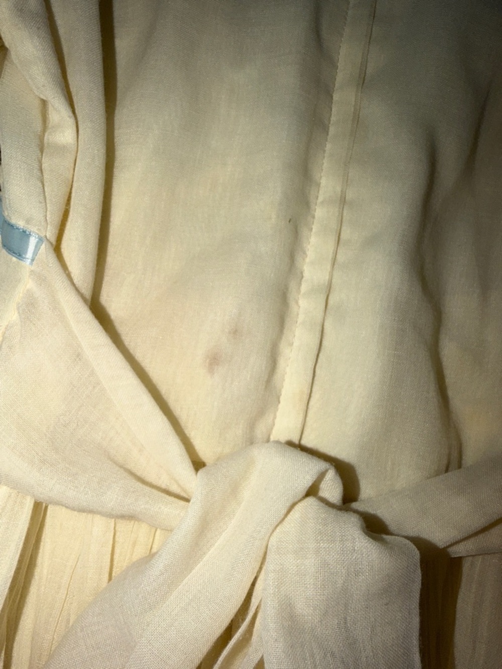 Gunne Sax Vintage 70s Ivory Maxi Dress with Light Blue Trim - Picture 5 of 6